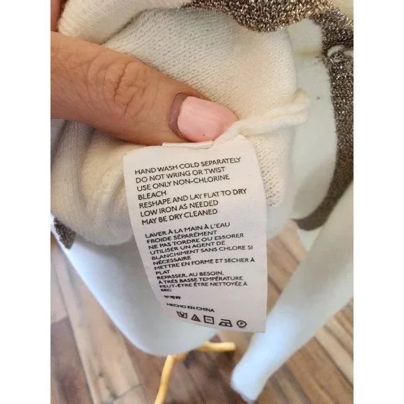 Maaeve by Anthropolgie Mock Neck White Sweater Size Large - Picture 5 of 8